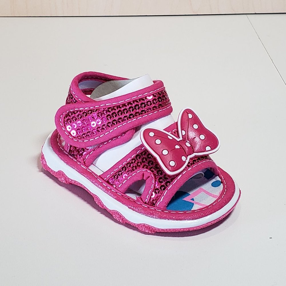 3/$10 Little Star Infant Sequin Butterfly Canvas Squeaker - Fuchsia - Size 1
